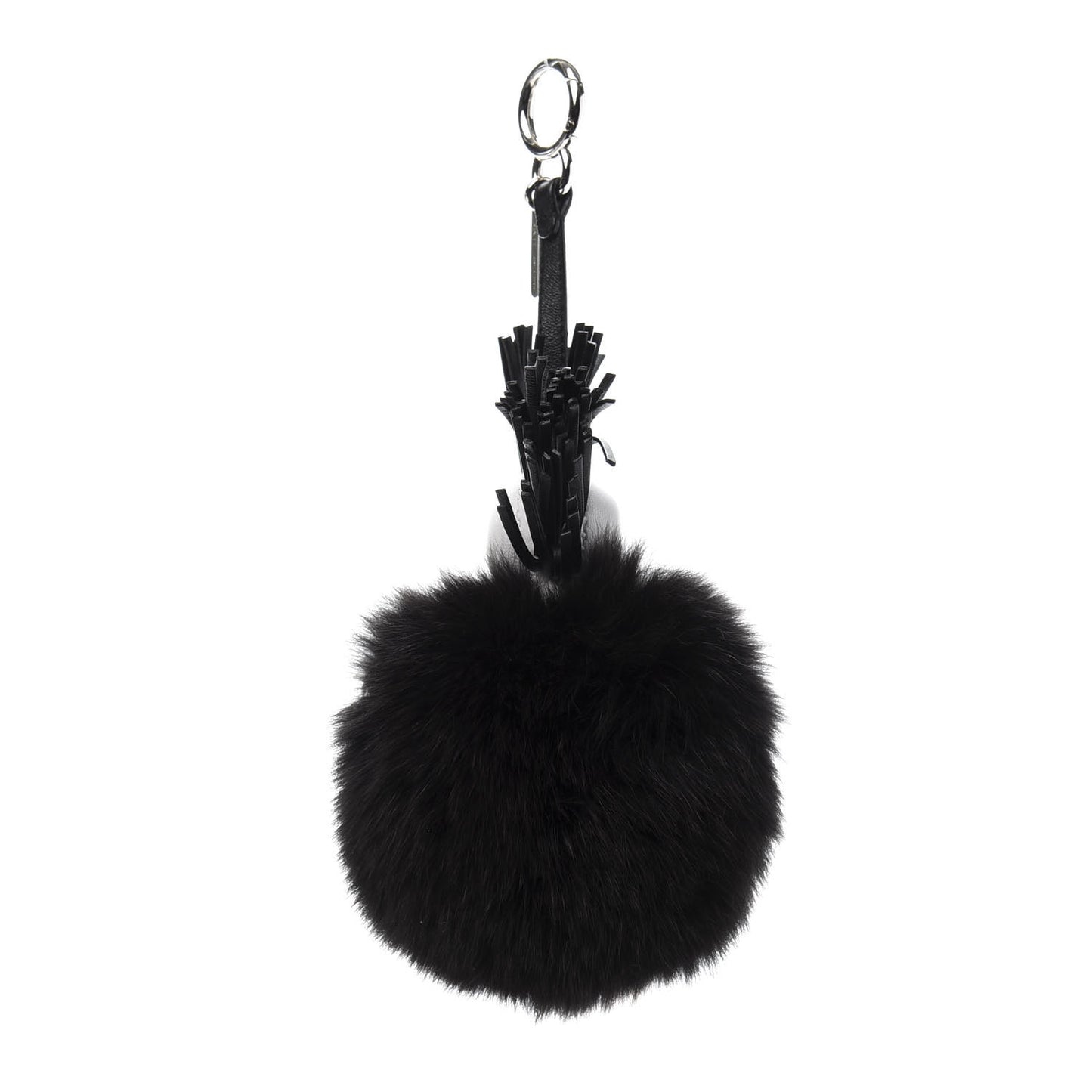 Fox Fur Shiny Nappa Bi-Color Super Karlito Pom Pom Bag Charm Moro Rosso Chiaro