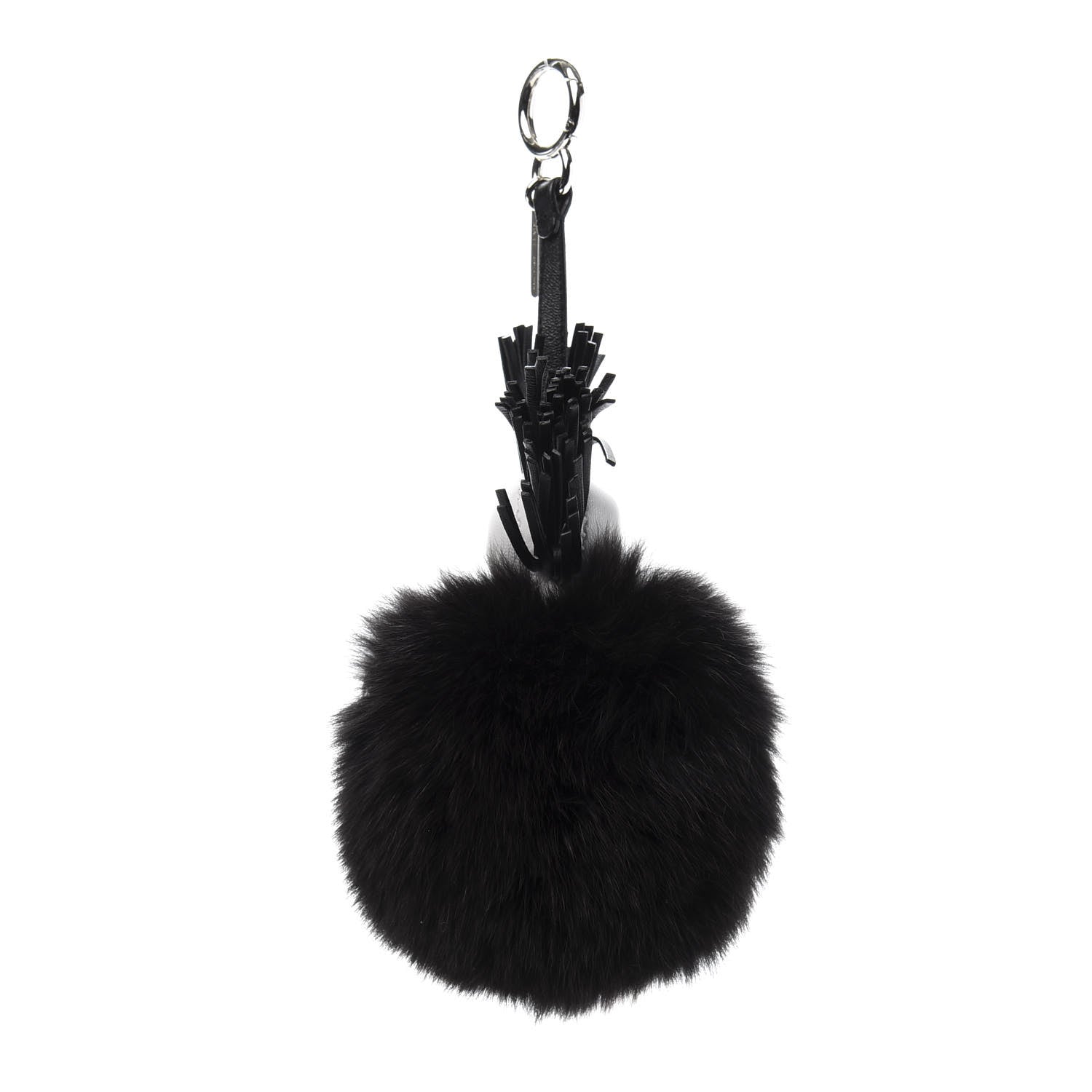 Fendi Fox Fur Shiny Nappa Bi-Color Super Karlito Pom Pom Bag Charm Moro Rosso Chiaro 3 of 5
