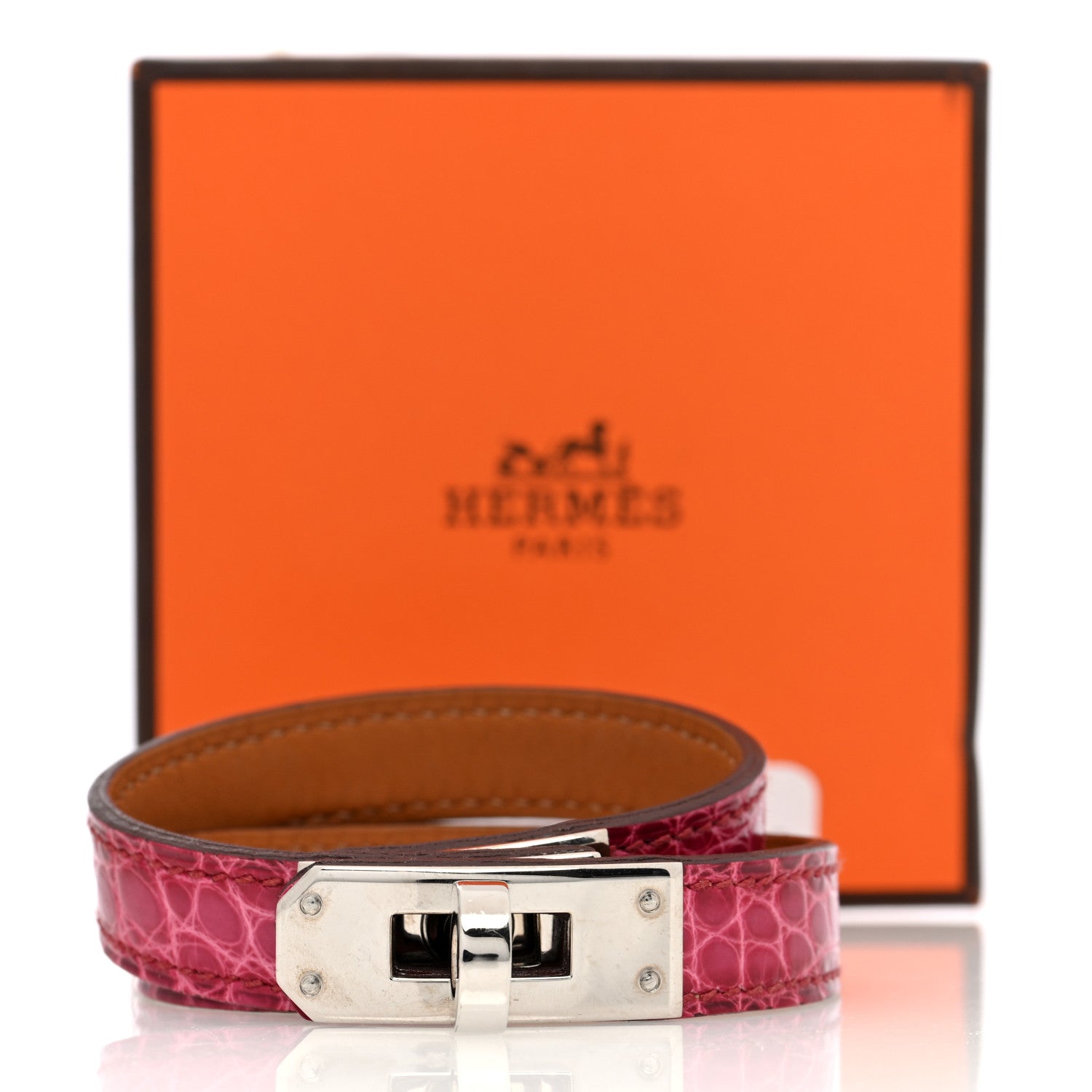 Hermes Shiny Alligator Kelly Double Tour Bracelet S Fuchsia 6 of 6