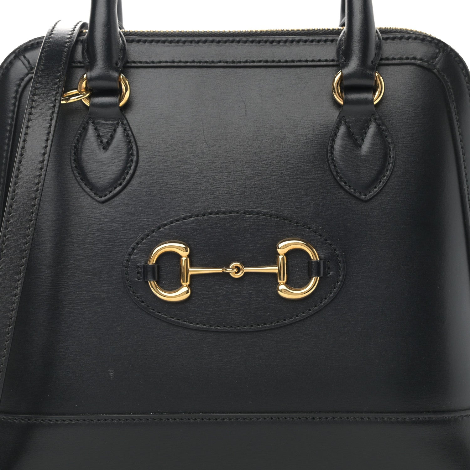 Gucci Boarded Plutone Calfskin Small Horsebit 1955 Top Handle Bag Black 8 of 15