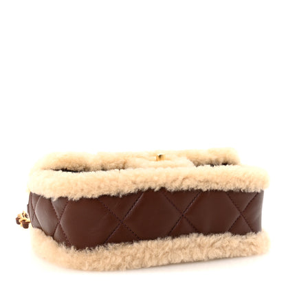 Chanel Shearling Lambskin Quilted Mini Furry Coco Flap Beige Dark Brown 6 of 21