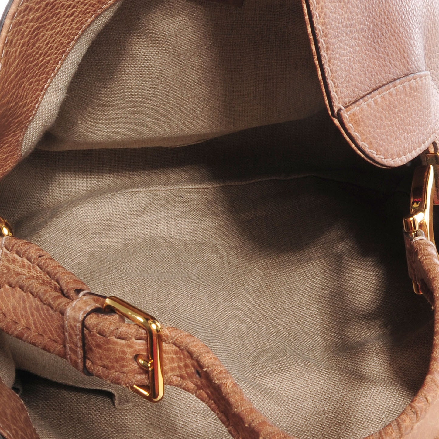Grained Leather Medium Charlotte Hobo Light Brown