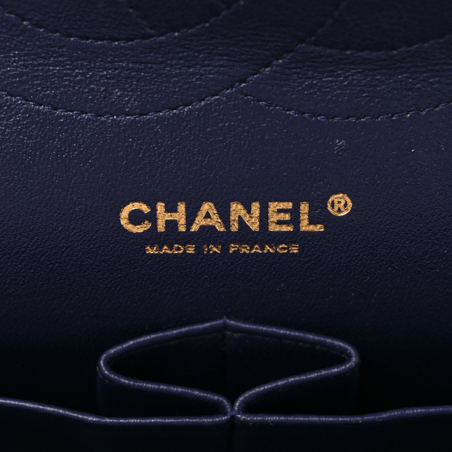 Lambskin Chevron Quilted Jumbo Double Flap Navy Blue