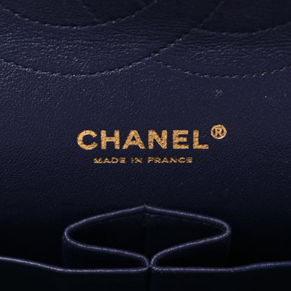 Chanel Lambskin Chevron Quilted Jumbo Double Flap Navy Blue 5 of 8
