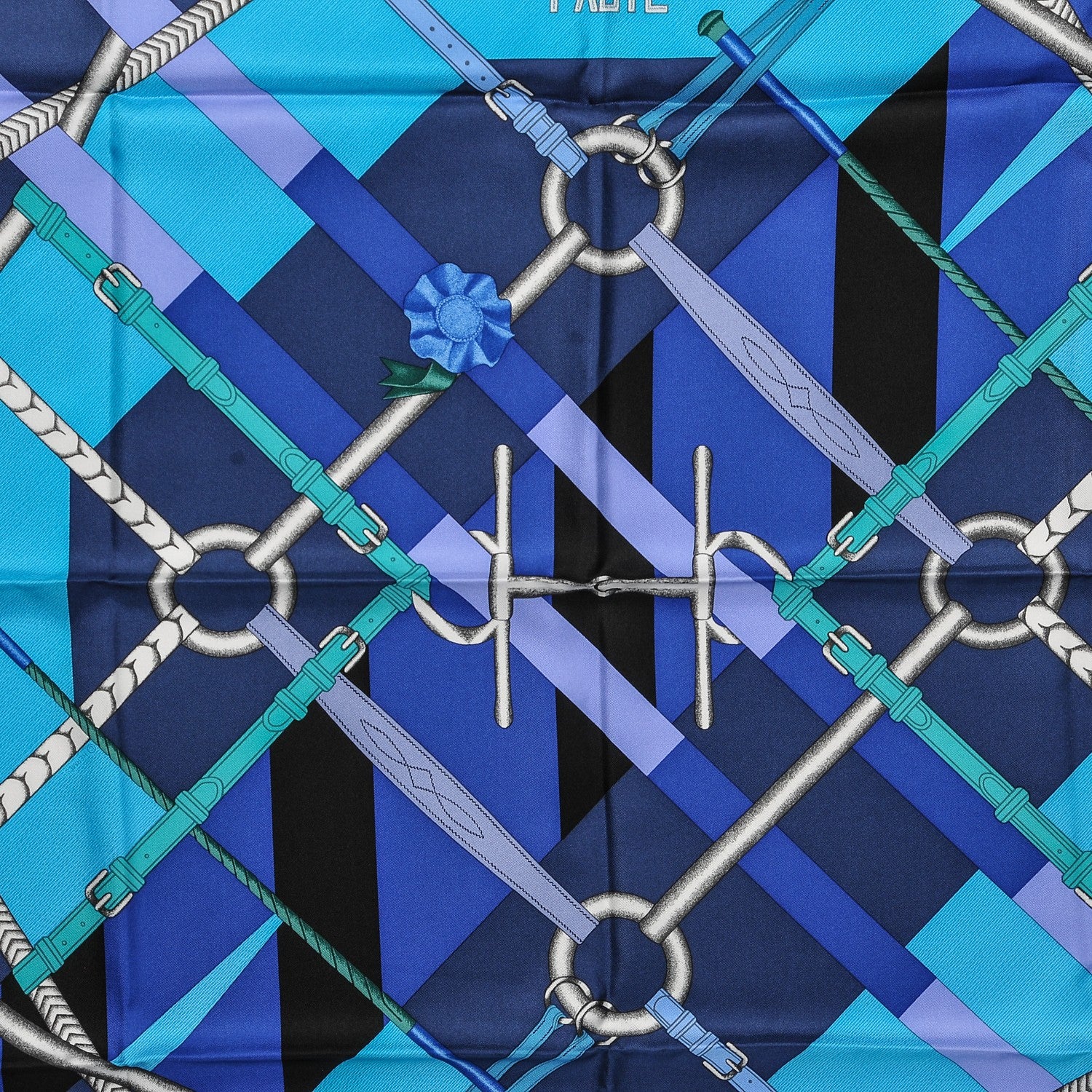 Hermes Silk Parcours Sans Faute Scarf 90 Ardoise Bleu Lagon Mauve