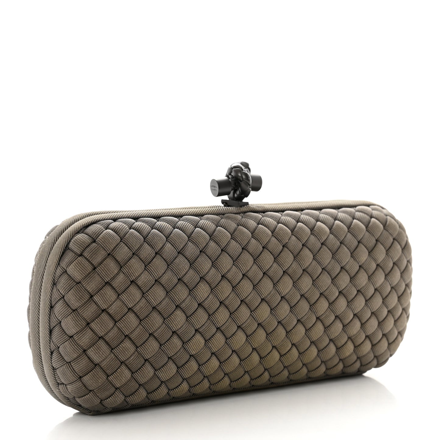 Satin Intreccio Impero Stretch Knot Clutch Taupe