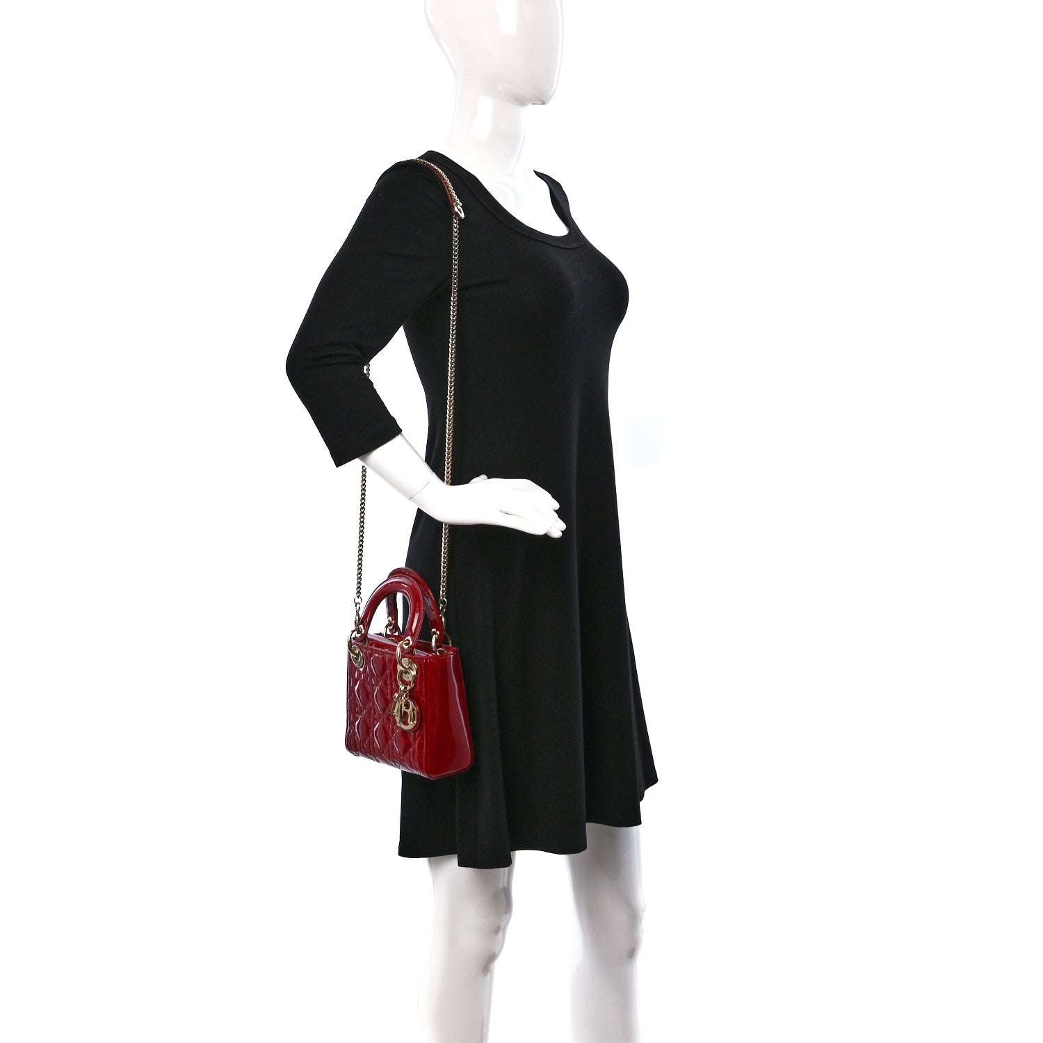 Christian Dior Patent Cannage Mini Lady Dior Red 2 of 14