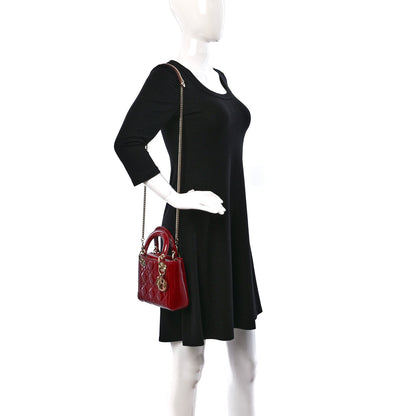 Christian Dior Patent Cannage Mini Lady Dior Red 2 of 14