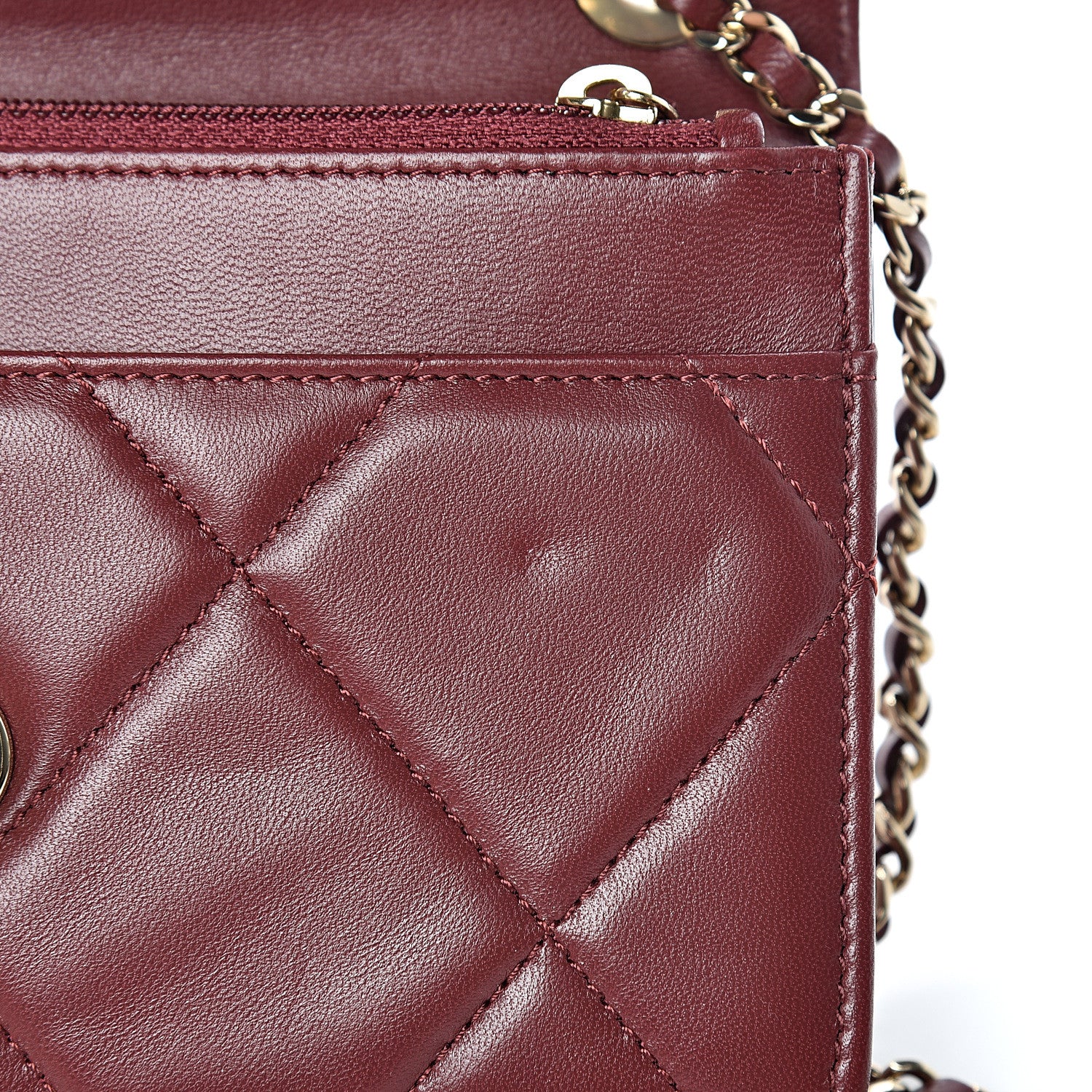 Chanel Lambskin Quilted Trendy CC Wallet On Chain WOC Dark Red 11 of 13