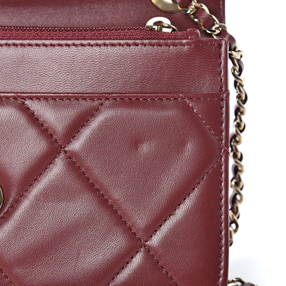 Chanel Lambskin Quilted Trendy CC Wallet On Chain WOC Dark Red 11 of 13