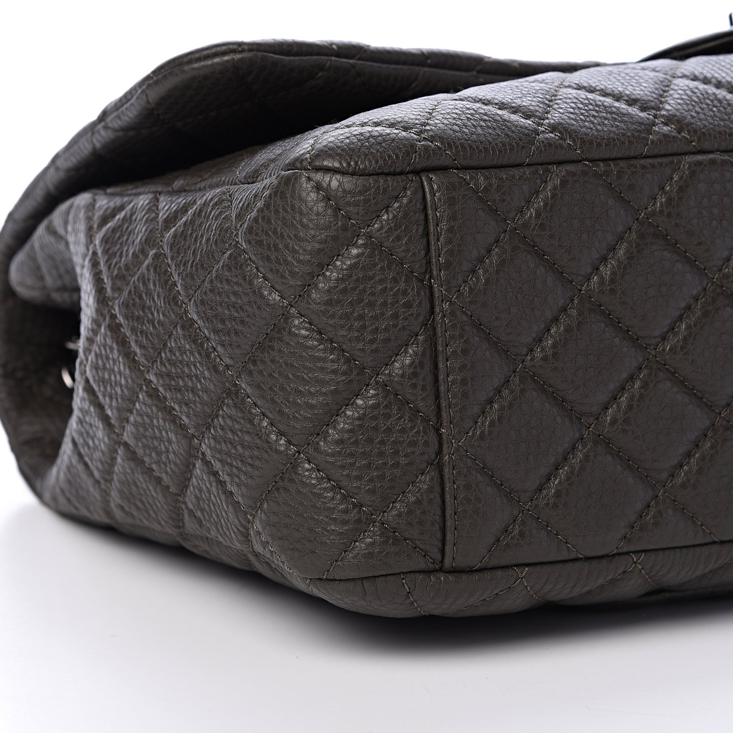 Calfskin Quilted Small XXL Travel Flap Bag Khaki