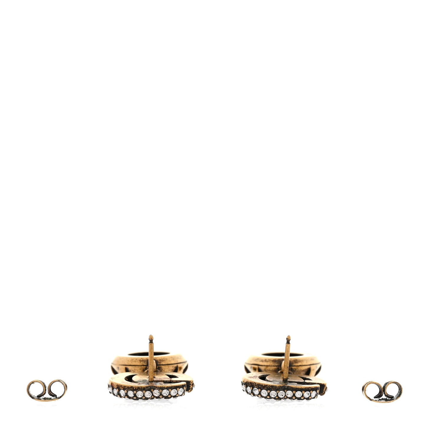 Metal Crystal Double G Drop Earrings Black Gold