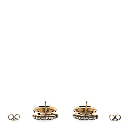 Gucci Metal Crystal Double G Drop Earrings Black Gold 3 of 6