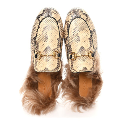 Gucci Snakeskin Fur Womens Princetown Slippers 37.5 Black Natural 2 of 9