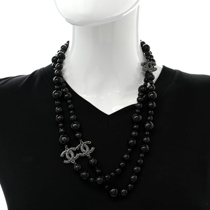 Chanel Ruthenium Pearl Beaded CC Long Necklace Black 2 of 7