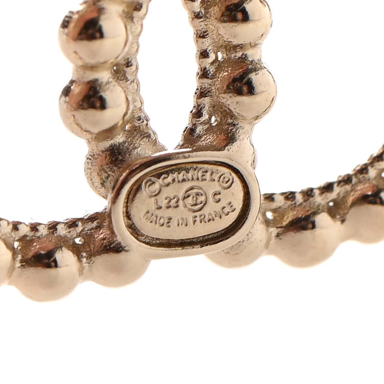Chanel Metal Bead CC Drop Earrings Gold 4 of 4