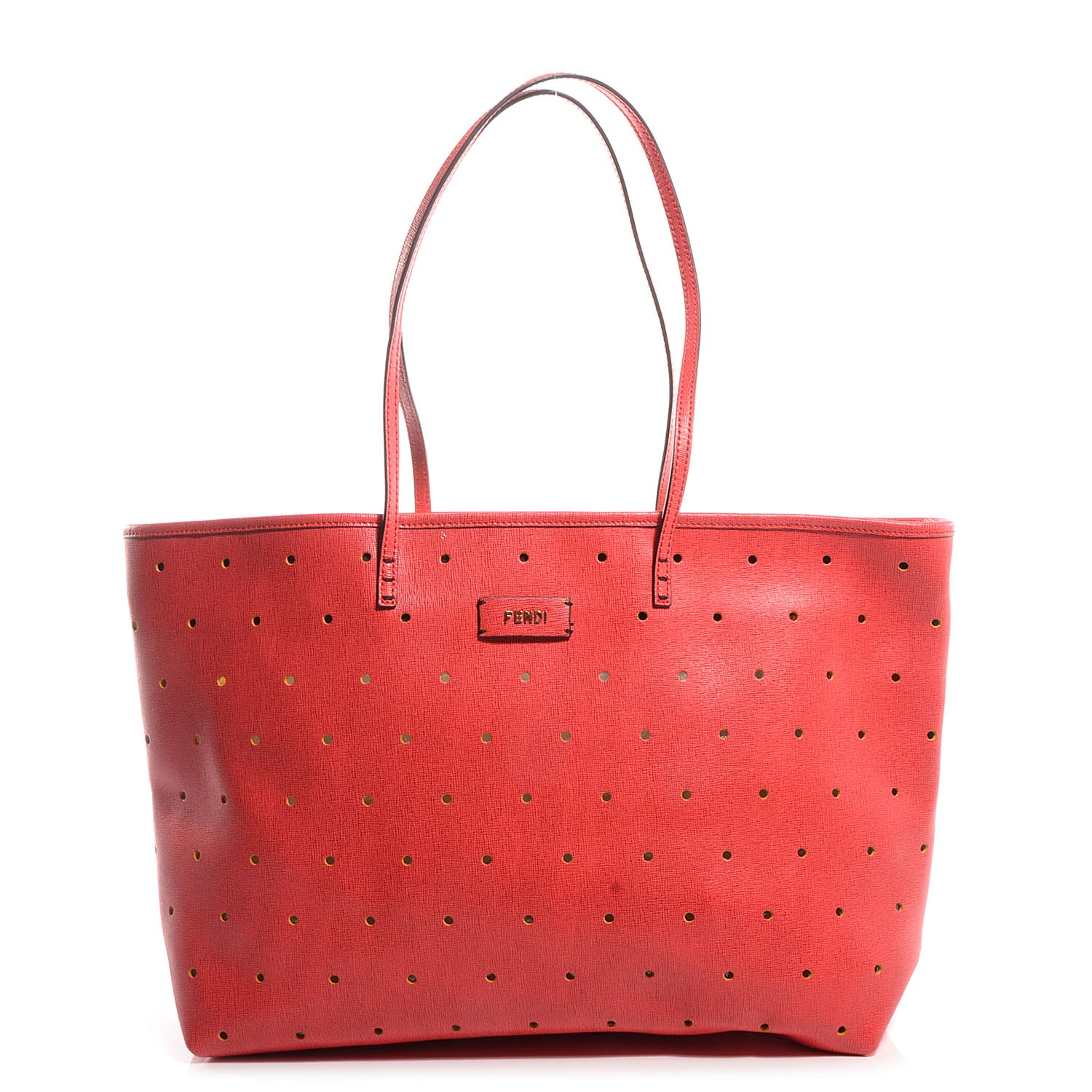 Fendi Vitello Perforated Roll Tote Fragola 1 of 10