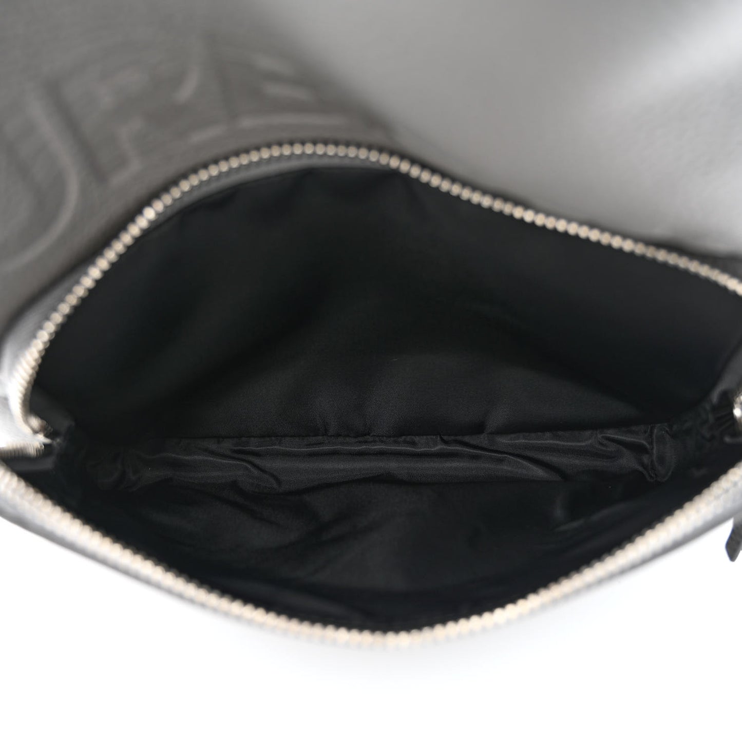 Calfskin Logo Embossed Backpack Charcoal Grey