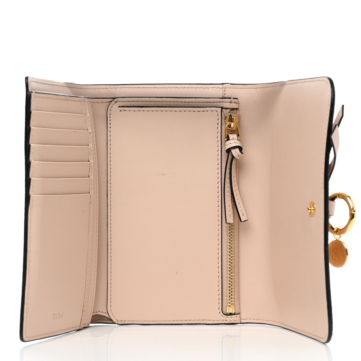 Calfskin Alphabet Compact Wallet Blush Nude