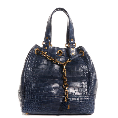 Saint Laurent Alligator Overseas Faubourg Tote Blue 1 of 7