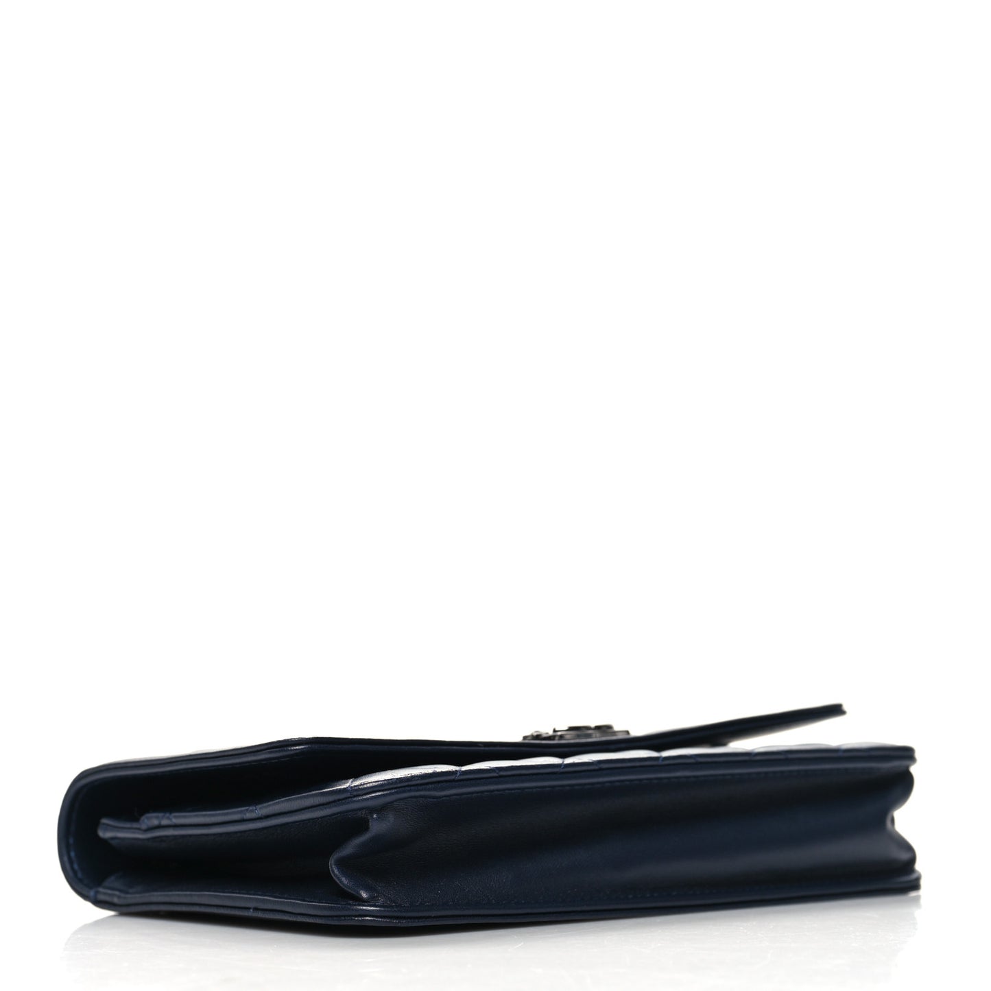 Lambskin Quilted Boy Wallet On Chain WOC Navy Blue