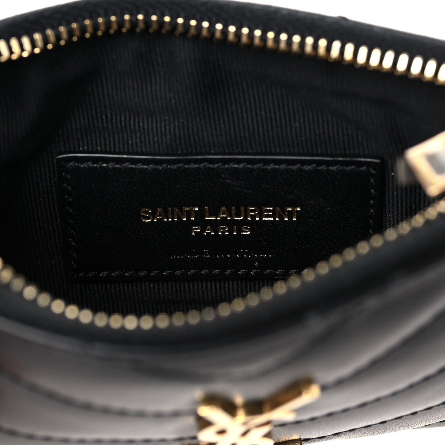 Calfskin Matelasse Monogram Key Pouch Black