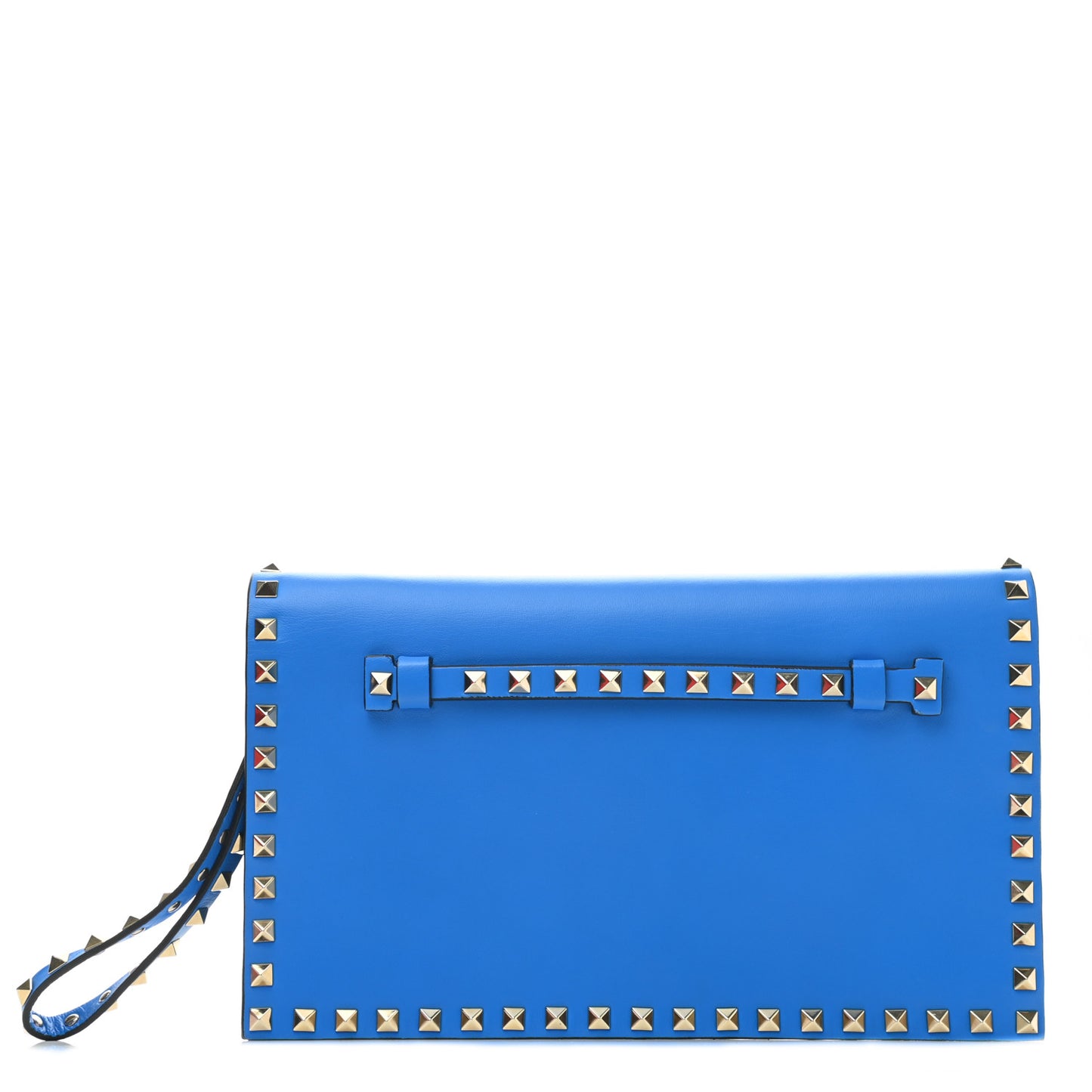Nappa Rockstud Wristlet Clutch Blue Fluo