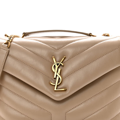 Saint Laurent Calfskin Y Quilted Monogram Small Loulou Chain Satchel Dark Beige 9 of 11