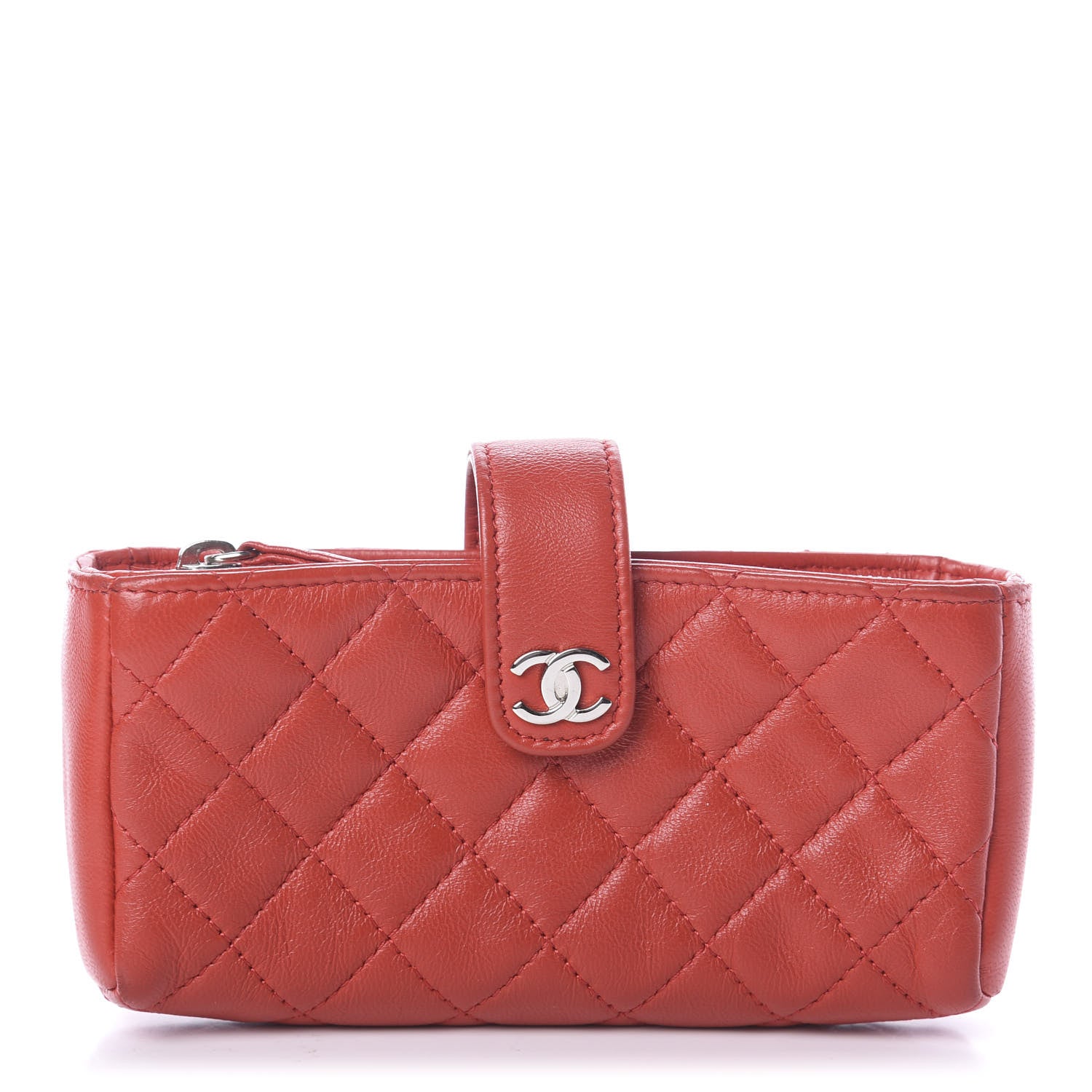 Chanel Caviar Quilted Mini Phone Holder Clutch Red 1 of 7