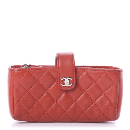 Chanel Caviar Quilted Mini Phone Holder Clutch Red 1 of 7