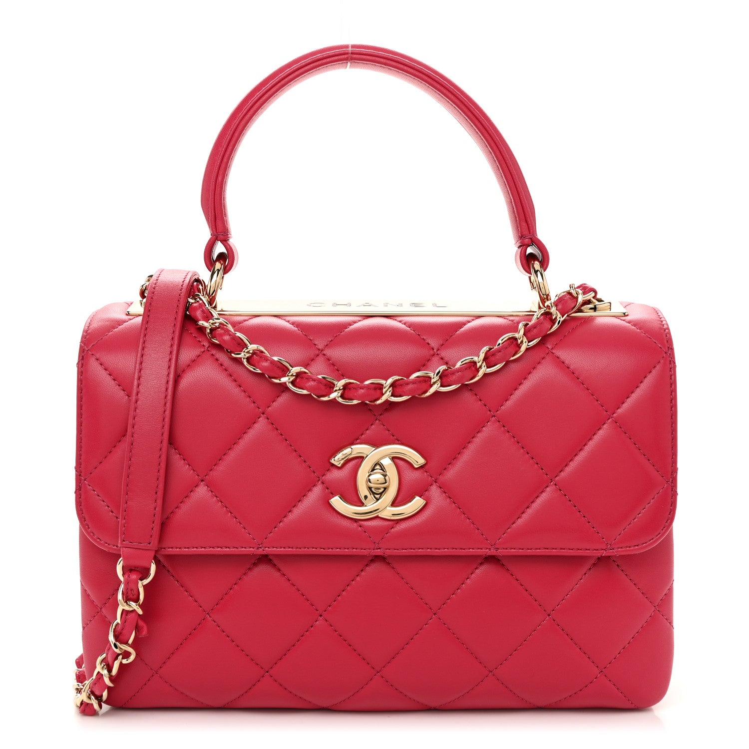 Chanel Lambskin Quilted Small Trendy CC Flap Dual Handle Bag Dark Pink 1 of 10