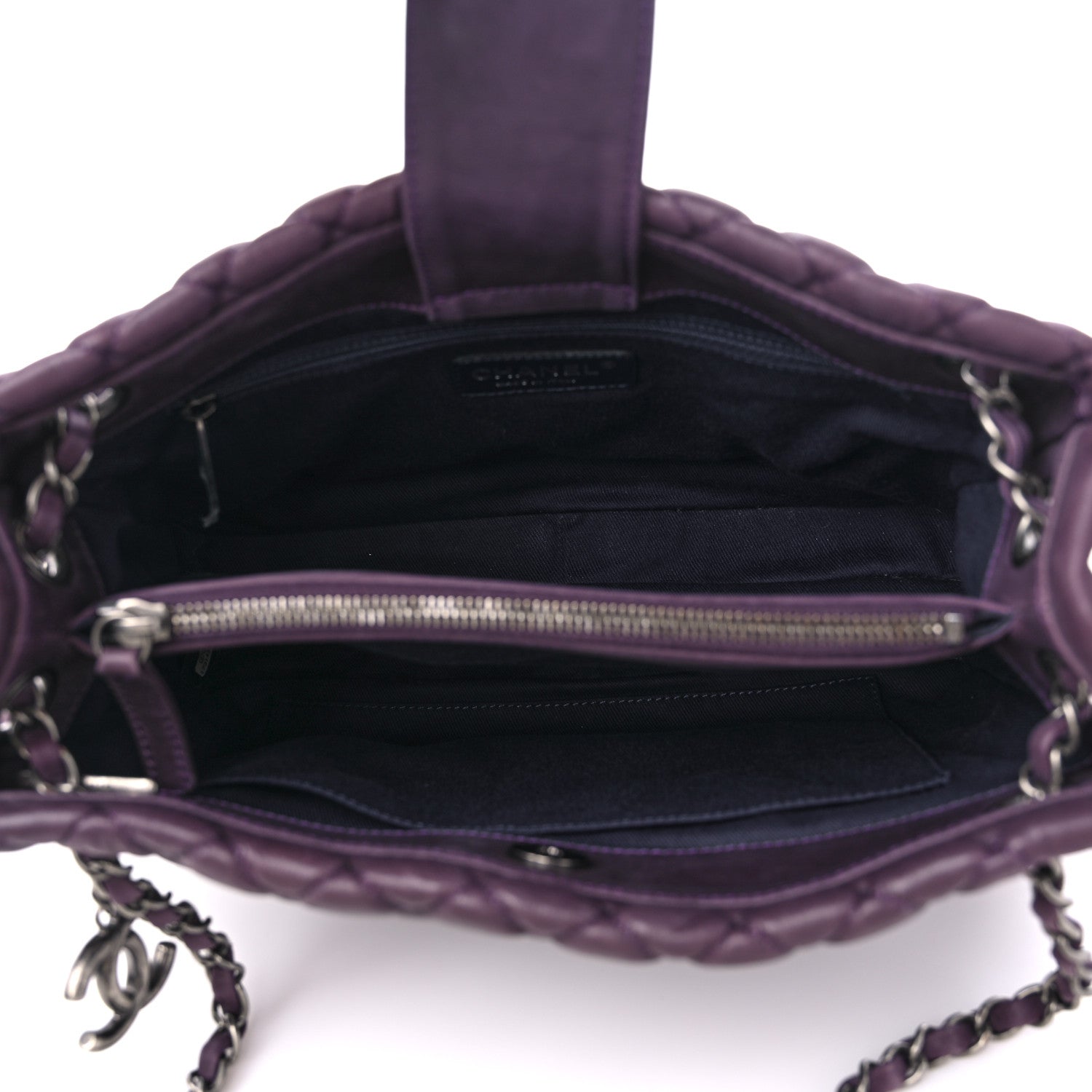 Chanel Iridescent Calfskin New Bubble Quilt Small Tote Plum 5 of 12
