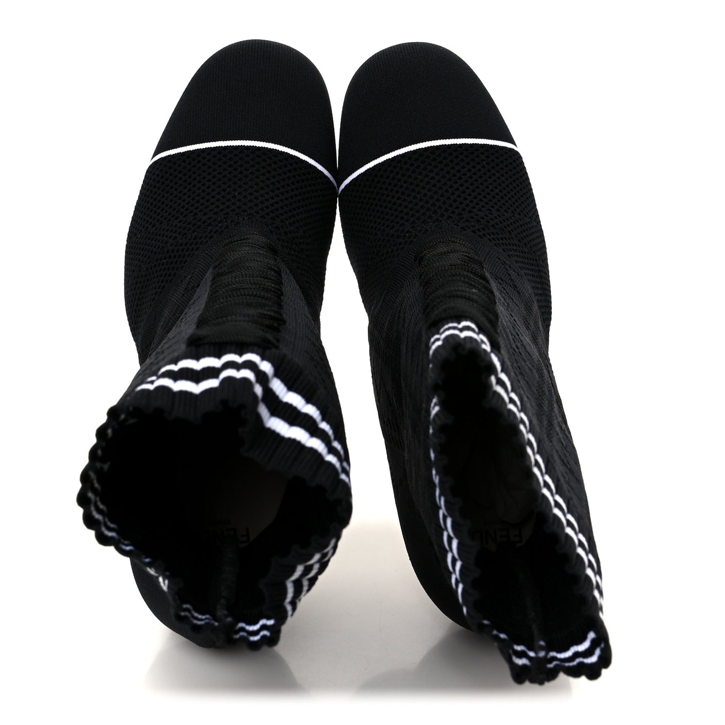 Stretch Fabric Openwork Rockoko 105mm Sock Boots  40 Black White