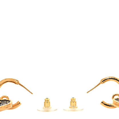 Chanel Metal Enamel CC Denim Heart Drop Earrings Gold Blue 3 of 5