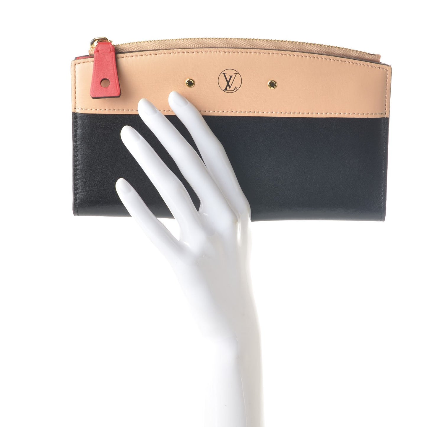 Calfskin City Steamer Wallet Black Creme Bourgogne