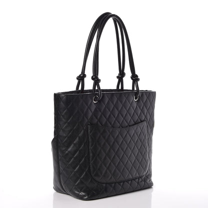 Chanel Calfskin Quilted Large Cambon Tote Black White 3 of 10