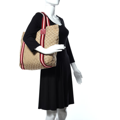 Gucci GG Monogram Medium Web Handle Vertical Tote Red 2 of 9