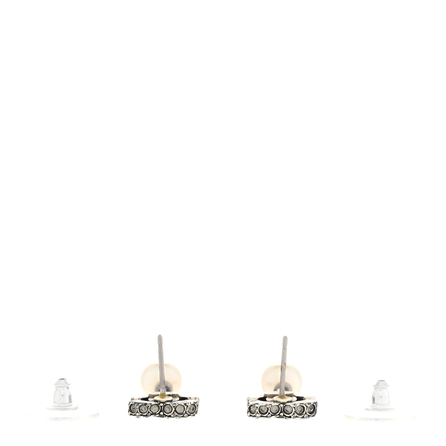 Crystal Pearl CC Drop Earrings Silver