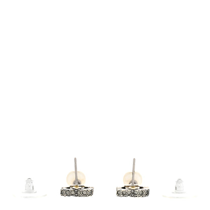 Chanel Crystal Pearl CC Drop Earrings Silver 3 of 5