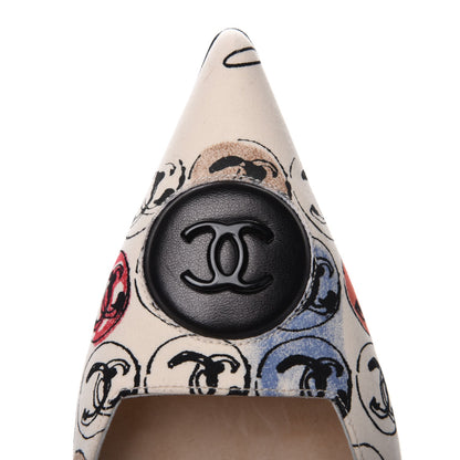Chanel Toile Printed CC Mules 39.5 Off White 8 of 9