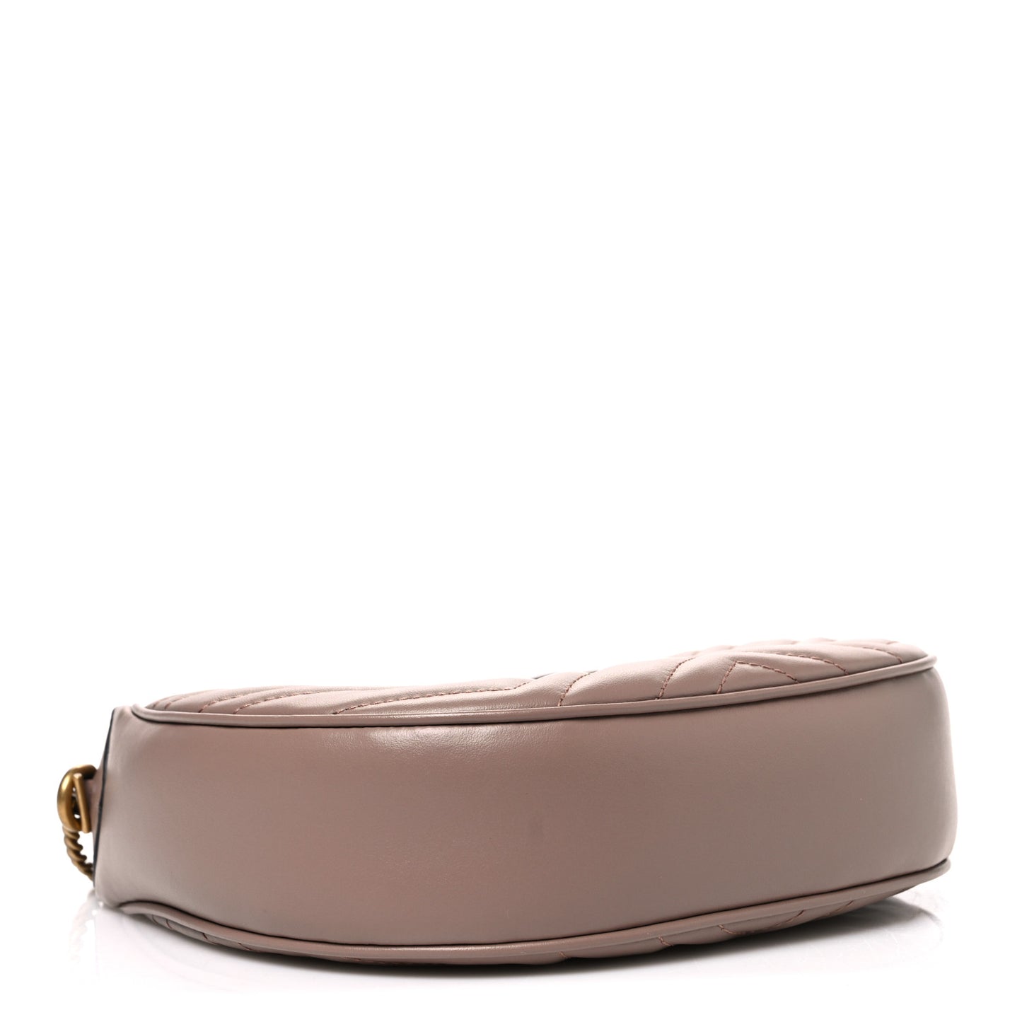 Calfskin Matelasse Chevron Mini GG Marmont Half Moon Hobo Porcelain Rose