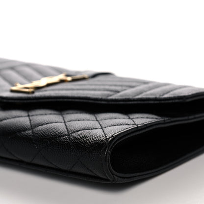 Saint Laurent Grain De Poudre Textured Mixed Matelasse Triquilt Monogram Clutch Black 10 of 12