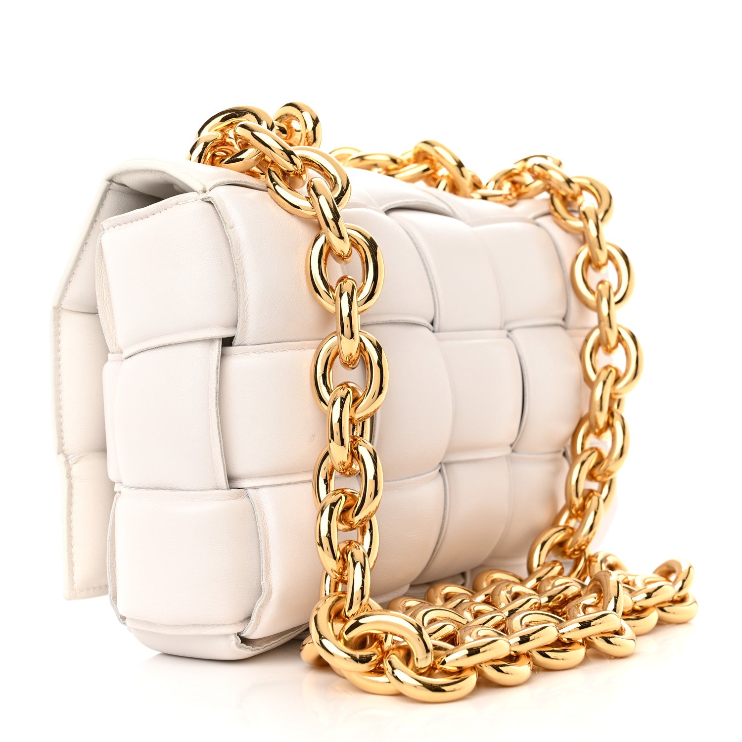 Bottega Veneta Lambskin Maxi Intreccio Padded Chain Cassette Crossbody Bag White 3 of 10