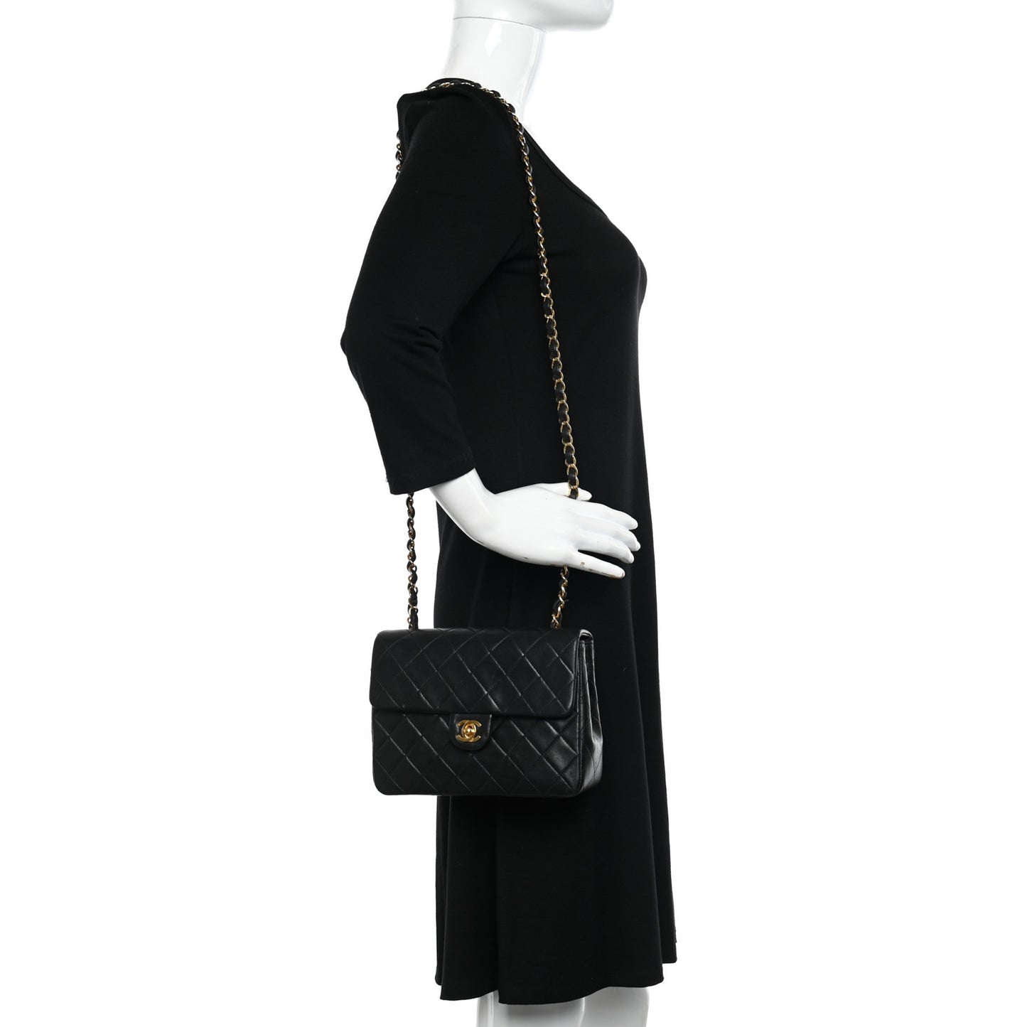 Lambskin Quilted Mini Square Flap Bag Black