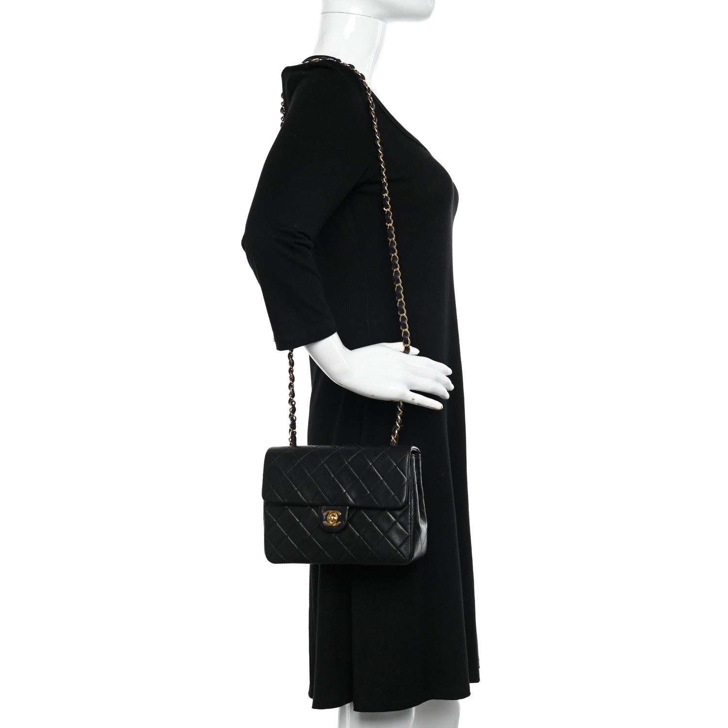 Chanel Lambskin Quilted Mini Square Flap Bag Black 2 of 17