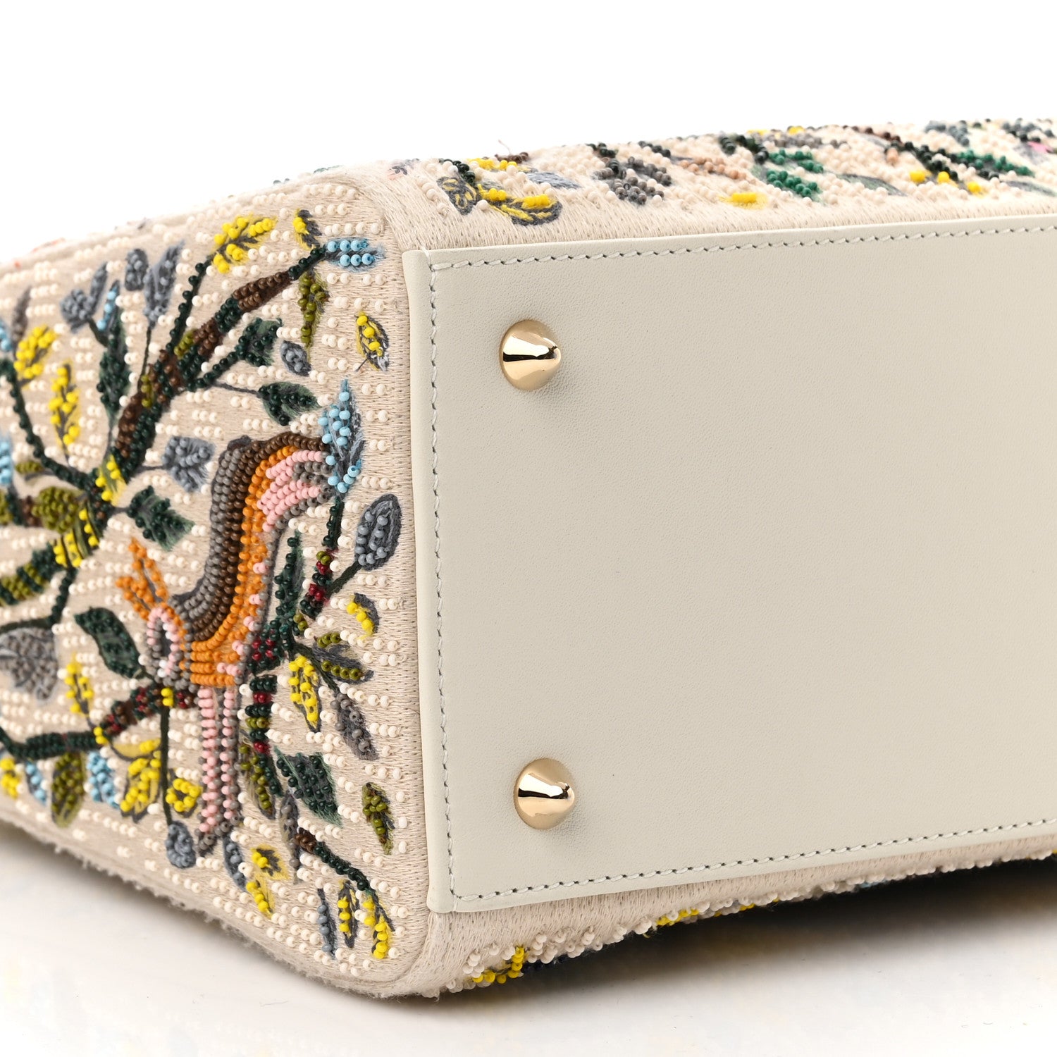 Christian Dior Calfskin Embroidered Medium Lady Dior White Multicolor 8 of 9