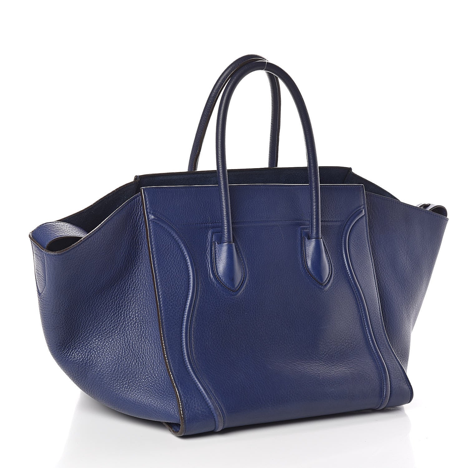 Celine Drummed Calfskin Medium Phantom Luggage Indigo 3 of 9