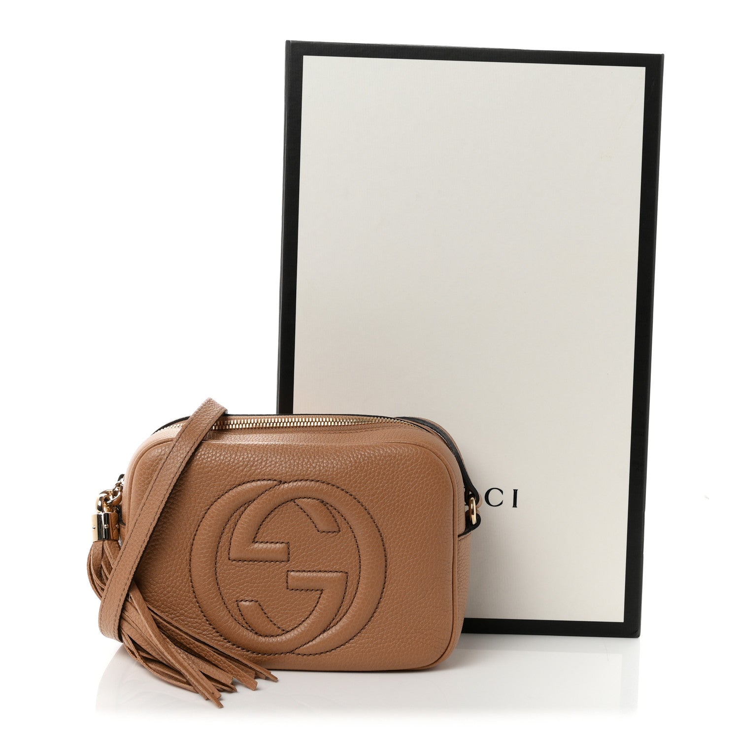 Gucci Pebbled Calfskin Small Soho Disco Bag Camelia 10 of 10