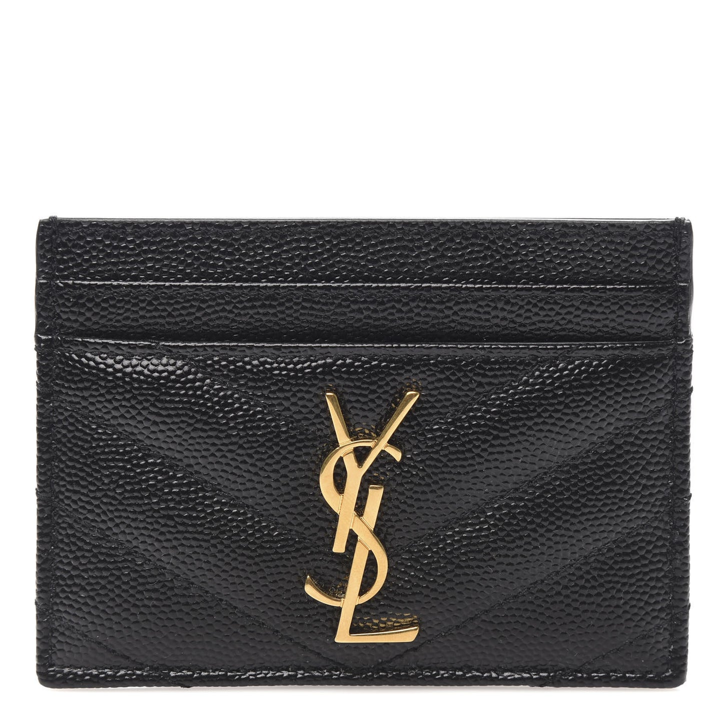 Grain De Poudre Matelasse Chevron Monogram Credit Card Case Black