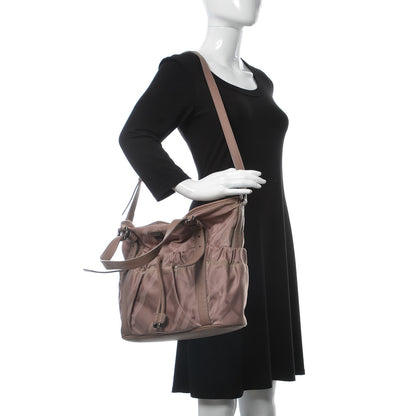 Burberry Nylon Tonal Check Drawstring Tote Light Pink 2 of 12